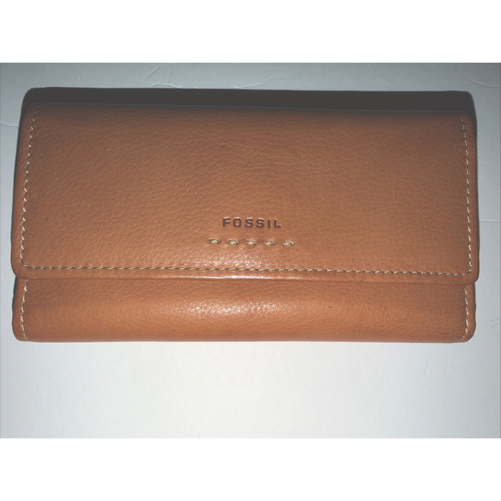 Fossil Genuine Leather Wallet Brown Women's Coin Purse Credit‎ Card Slot